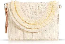 Crossbody Bags for Women, Straw Clutch Purses, Bohemian Handmade Woven Envelope Package, Tassel Handbags for Women