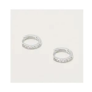Earrings Hoop Pave CZ & Silver Plated