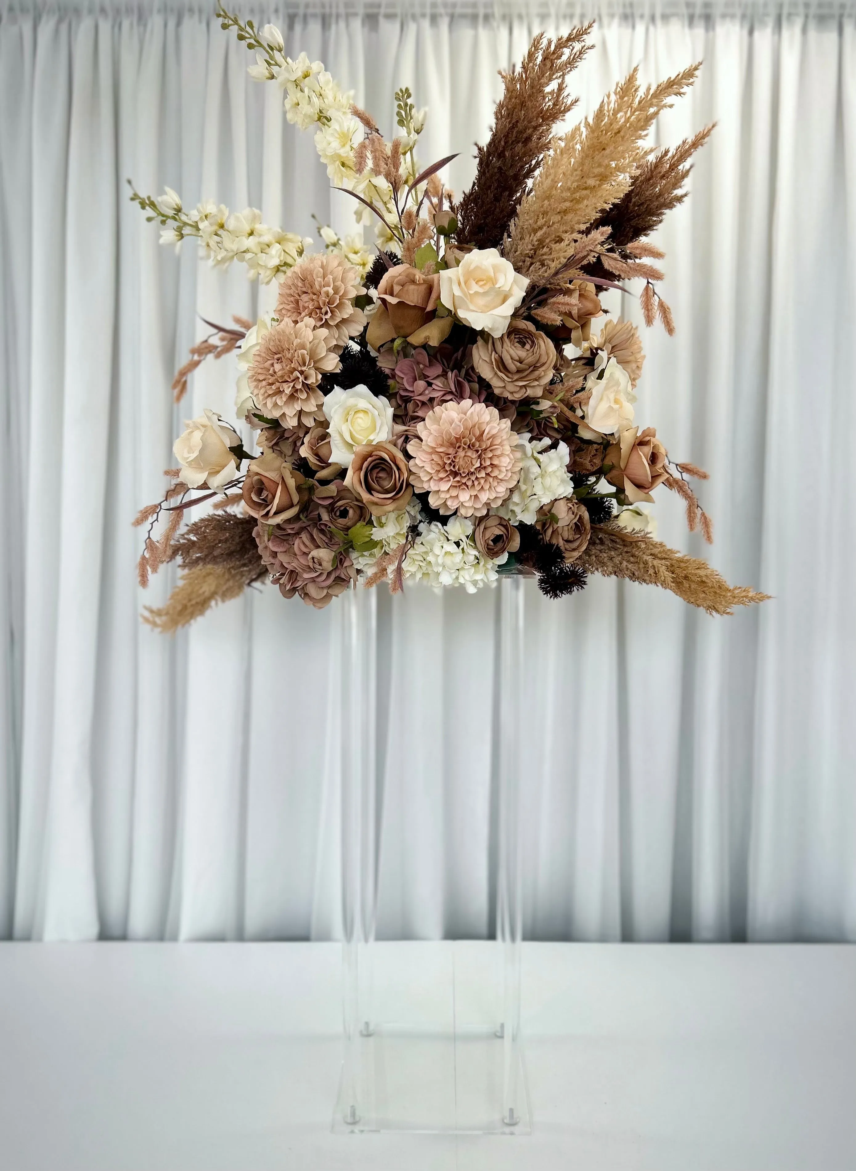 Elizabeth floral on clear rectangle flower stand
