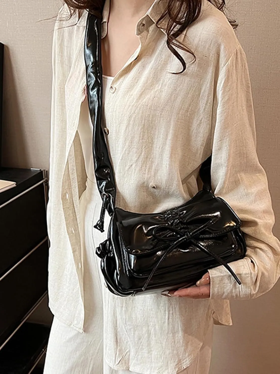 ENOPINK Small Shoulder Bag for women Bowknot Cute Crossbody bag Mini Clutch Purse with Zipper Closure