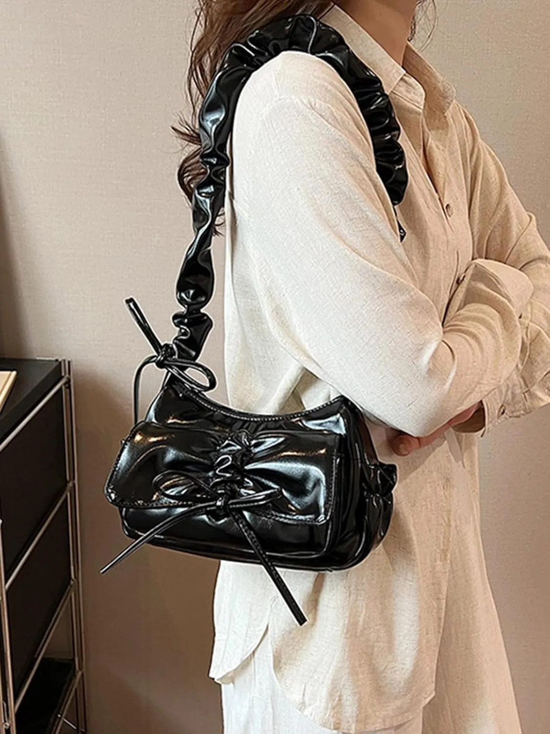 ENOPINK Small Shoulder Bag for women Bowknot Cute Crossbody bag Mini Clutch Purse with Zipper Closure