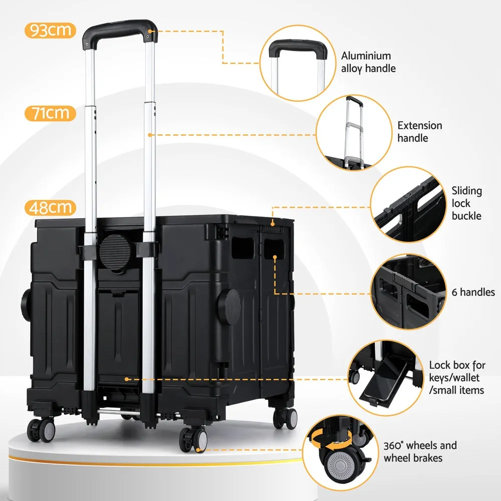 Foldable 75L Shopping Trolley with 360° Wheels - Emajin