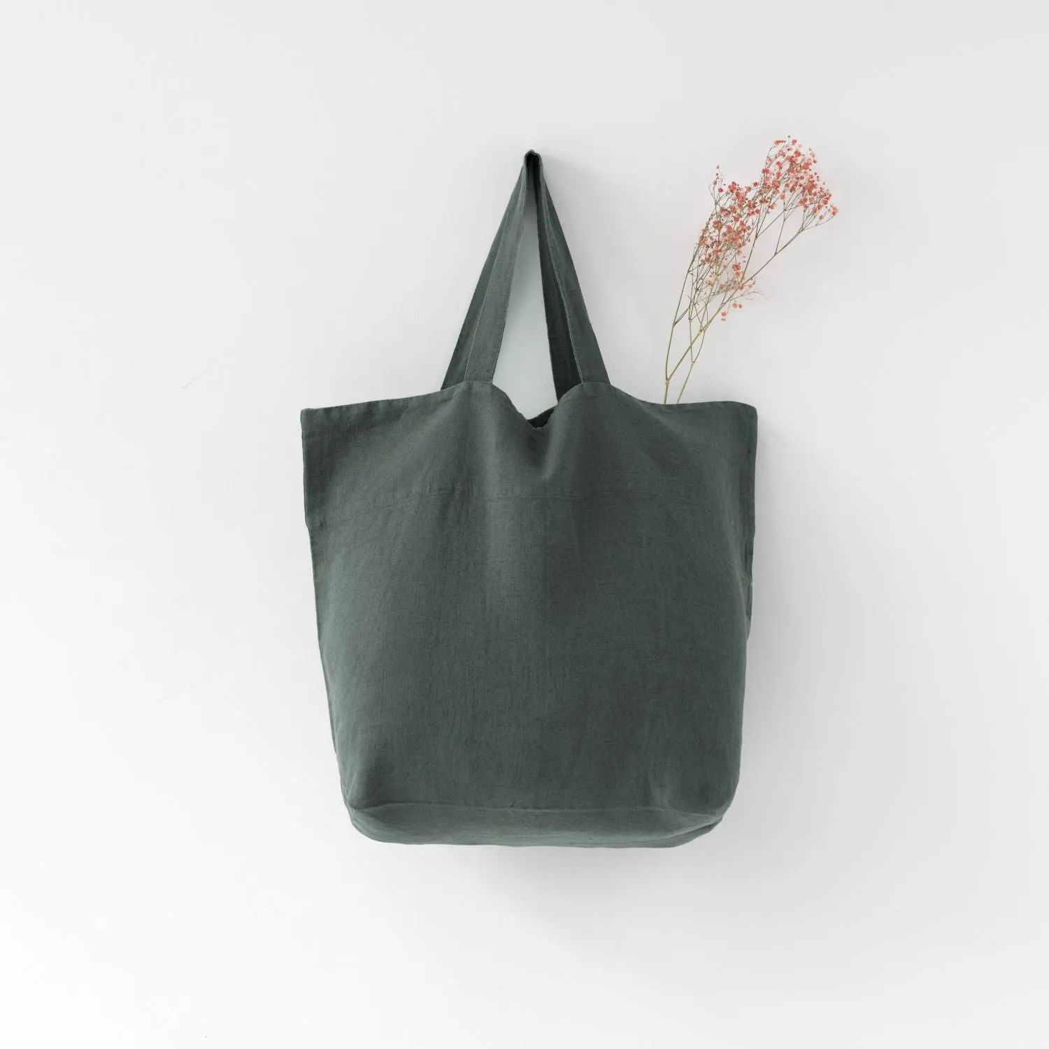 Forest Green Large Linen Bag