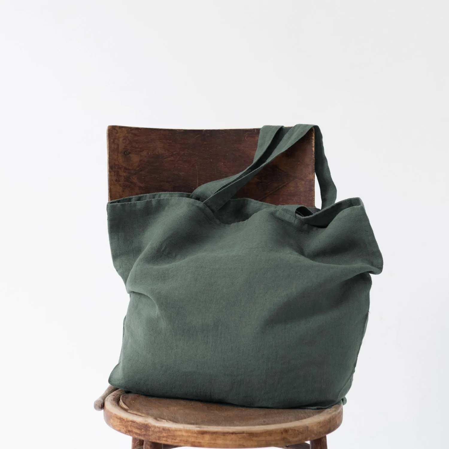 Forest Green Large Linen Bag