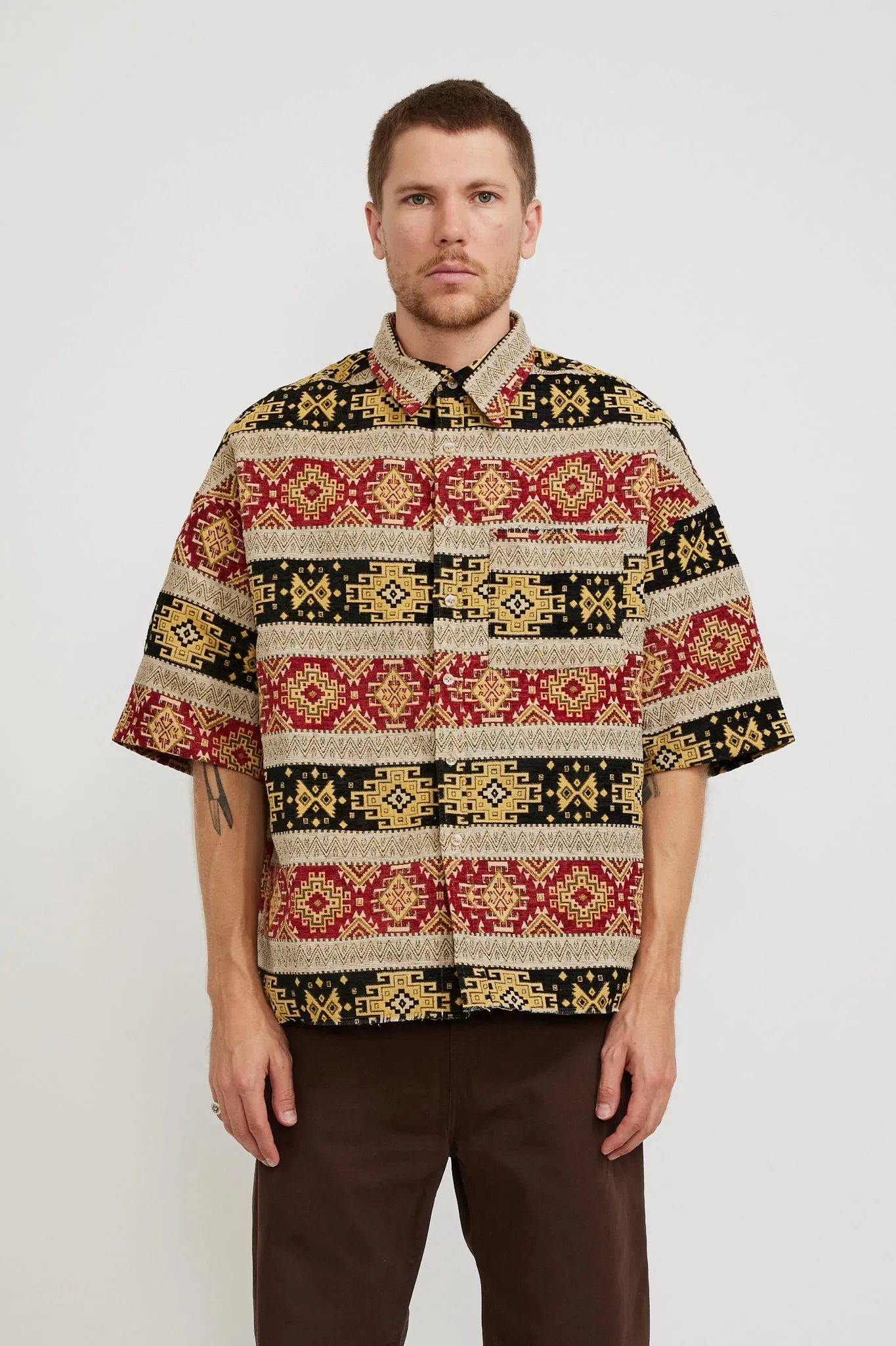Frayed SS Shirt Red/Black