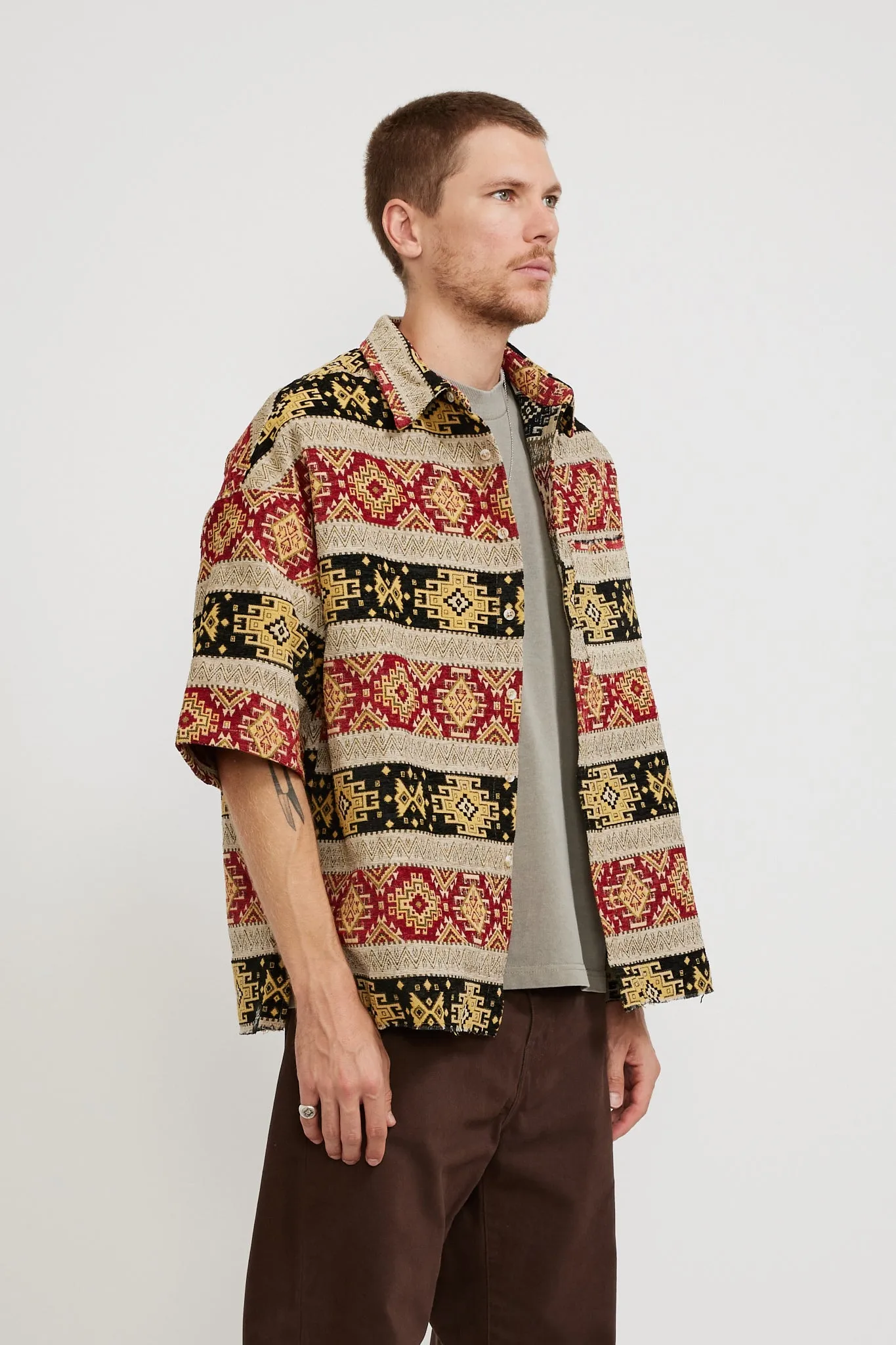 Frayed SS Shirt Red/Black