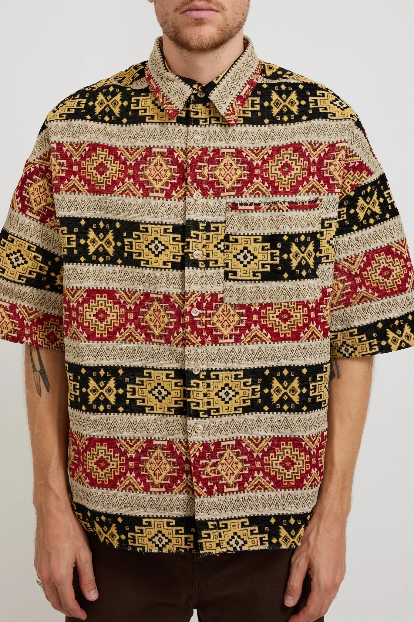 Frayed SS Shirt Red/Black