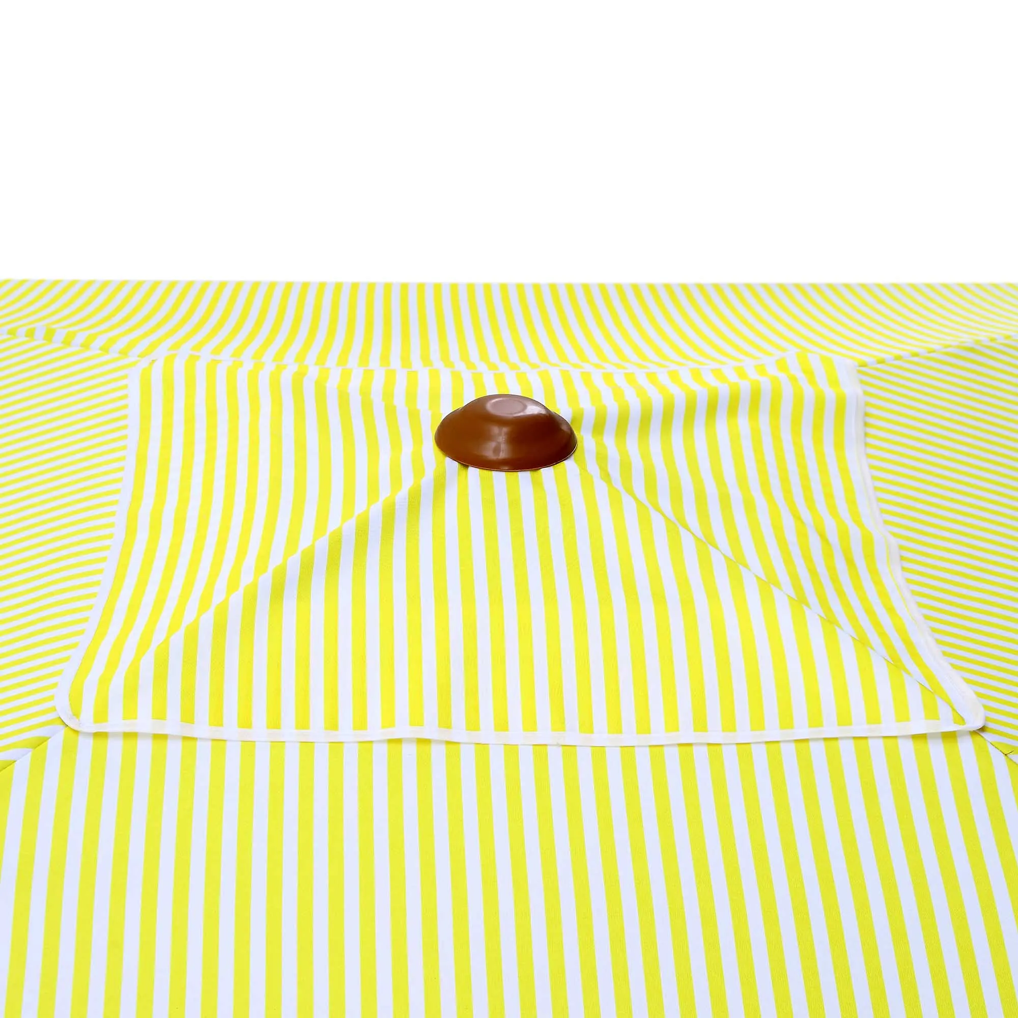 Gabriel Yellow and White Striped Fringed Cabana