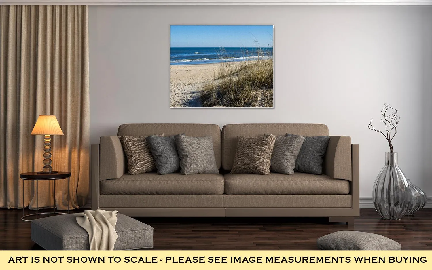 Gallery Wrapped Canvas, Sandbridge Beach In Virginia Beach Virginia With Beach Grass Ocean And Waves