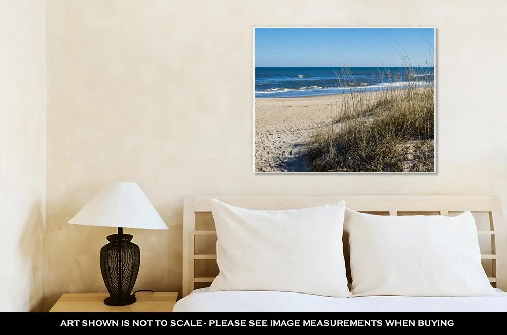 Gallery Wrapped Canvas, Sandbridge Beach In Virginia Beach Virginia With Beach Grass Ocean And Waves