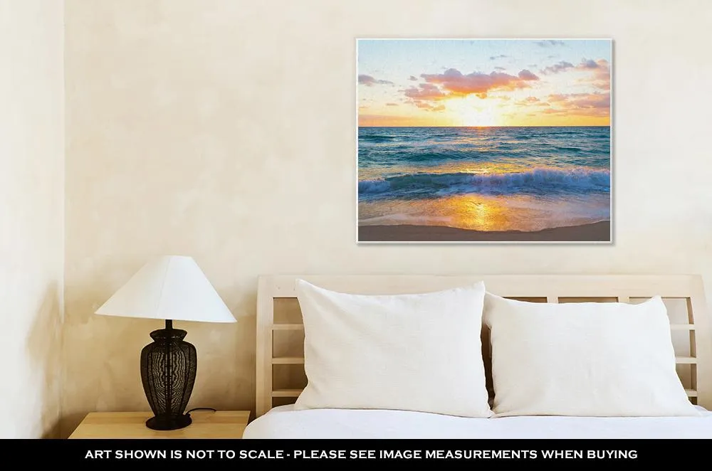 Gallery Wrapped Canvas, Sunrise Over Ocean In Miami Beach Florid