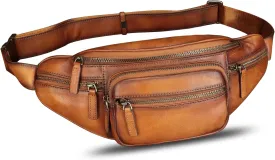 Genuine Leather Fanny Pack for Women and Men Vintage Handmade Leather Waist Bag Sling Bag Sling Backpack Purse Crossbody Bag (Brown)