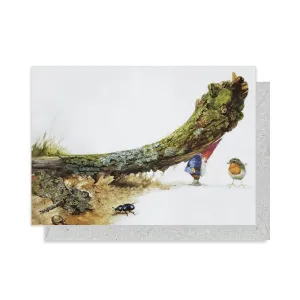 Greeting Card: Rien Poortvliet - Gnome Lifting Branch (Landscape)