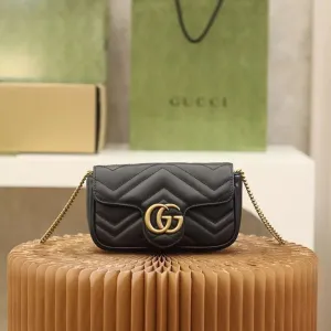 Gucci Mini Marmont Womens Bag with Brand Accessories (Black)
