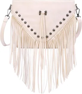 HDE Women's PU Leather Hobo Fringe Crossbody Tassel Purse Vintage Small Handbag