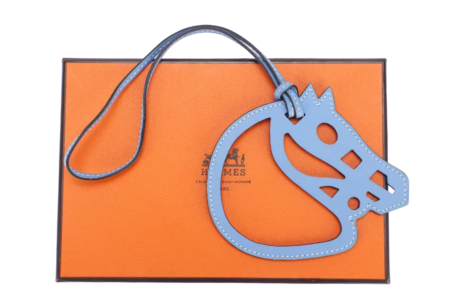 HERMES PADDOCK BAG CHARM BLUE PARADISE WITH BOX