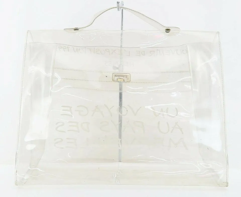 Hermès Kelly L Souvenir De L'exposition Clear Vinyl Beach Bag