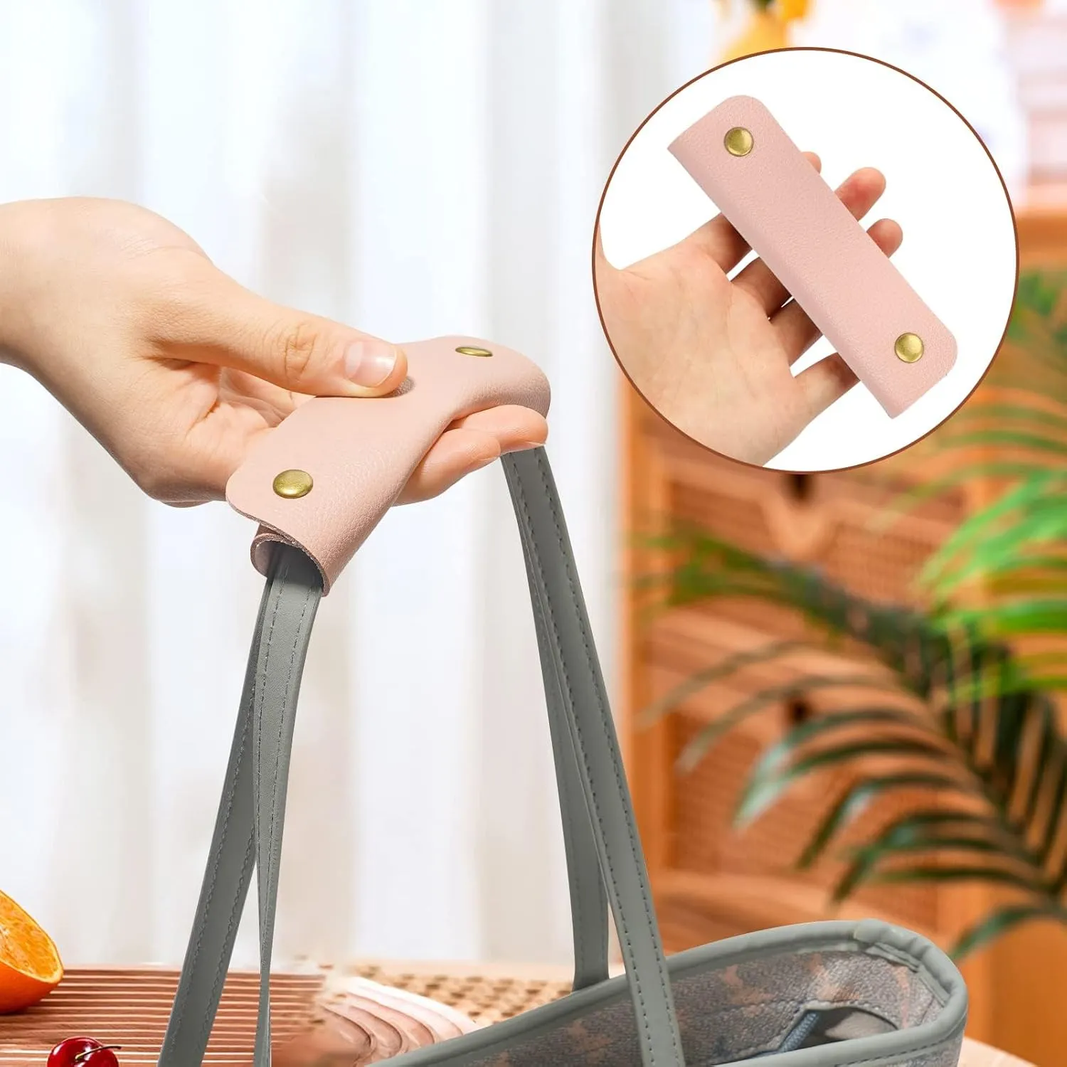 IUAQDP 2 Pieces Leather Luggage Bag Handle Wraps Handbag Handle Grip Protectors, Soft Purse Strap Cover Pad with Brass Clasps for Wallet Tote Bag Suitcase Travel Bag Shopping Bag, Blue, 5.12 x 4.13IN