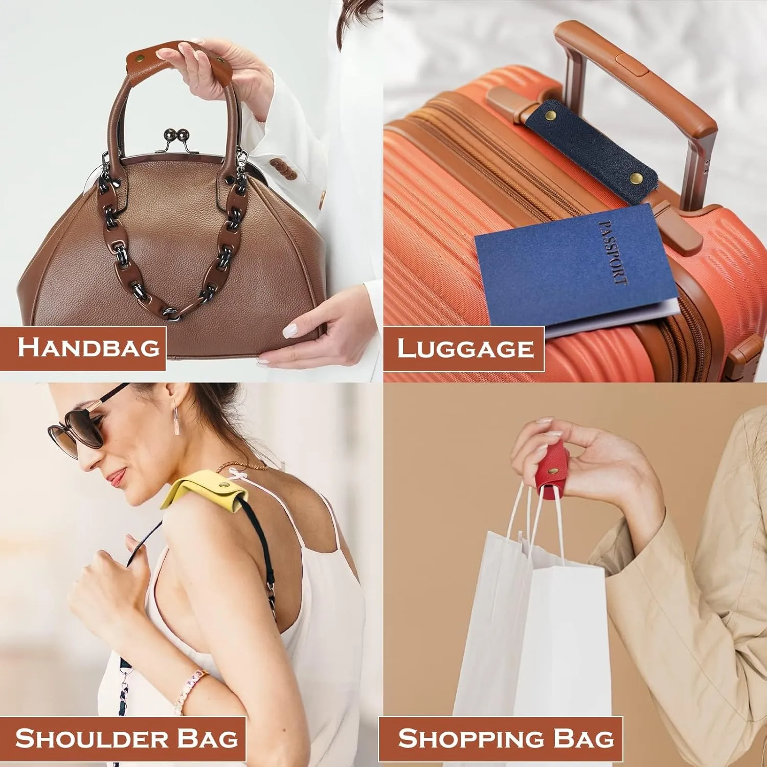 IUAQDP 2 Pieces Leather Luggage Bag Handle Wraps Handbag Handle Grip Protectors, Soft Purse Strap Cover Pad with Brass Clasps for Wallet Tote Bag Suitcase Travel Bag Shopping Bag, Blue, 5.12 x 4.13IN