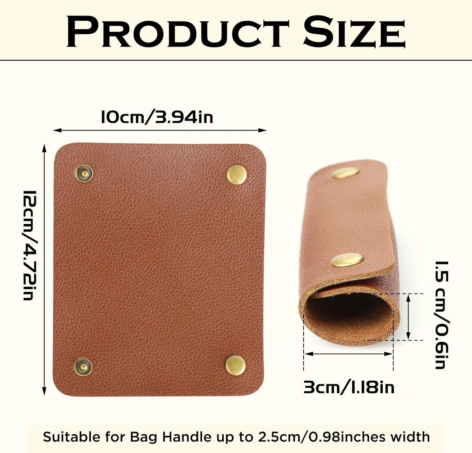 IUAQDP 2 Pieces Leather Luggage Bag Handle Wraps Handbag Handle Grip Protectors, Soft Purse Strap Cover Pad with Brass Clasps for Wallet Tote Bag Suitcase Travel Bag Shopping Bag, Blue, 5.12 x 4.13IN