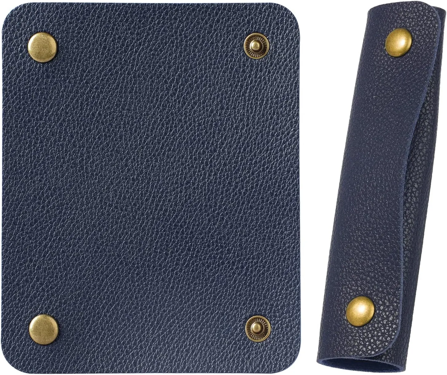 IUAQDP 2 Pieces Leather Luggage Bag Handle Wraps Handbag Handle Grip Protectors, Soft Purse Strap Cover Pad with Brass Clasps for Wallet Tote Bag Suitcase Travel Bag Shopping Bag, Blue, 5.12 x 4.13IN