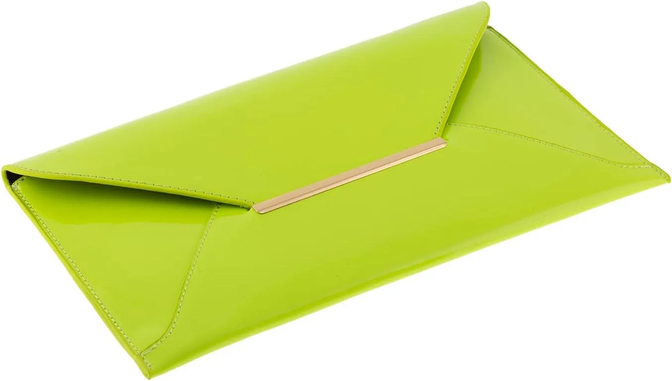 JNB Faux Patent Leather Envelope Candy Clutch Bag