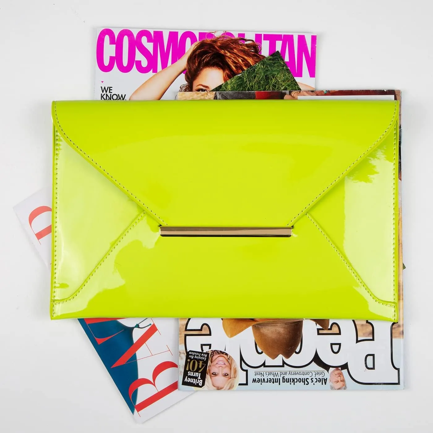 JNB Faux Patent Leather Envelope Candy Clutch Bag