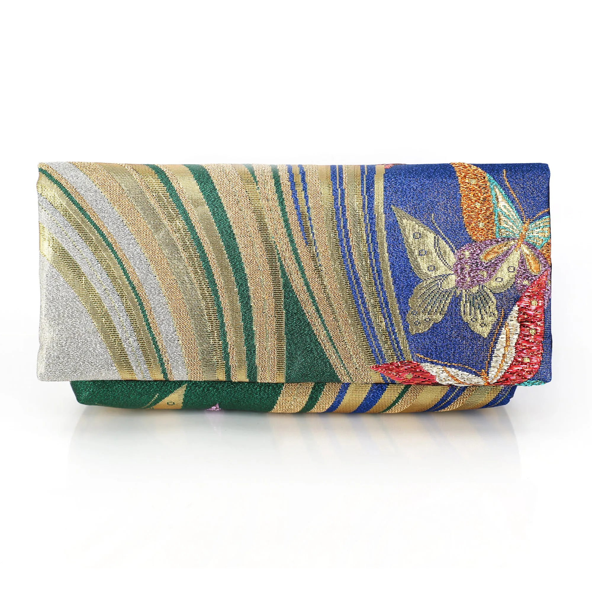 Kimono Envelope Clutch Bag with Butterfly dance | Upcycled Kimono Obi Silk