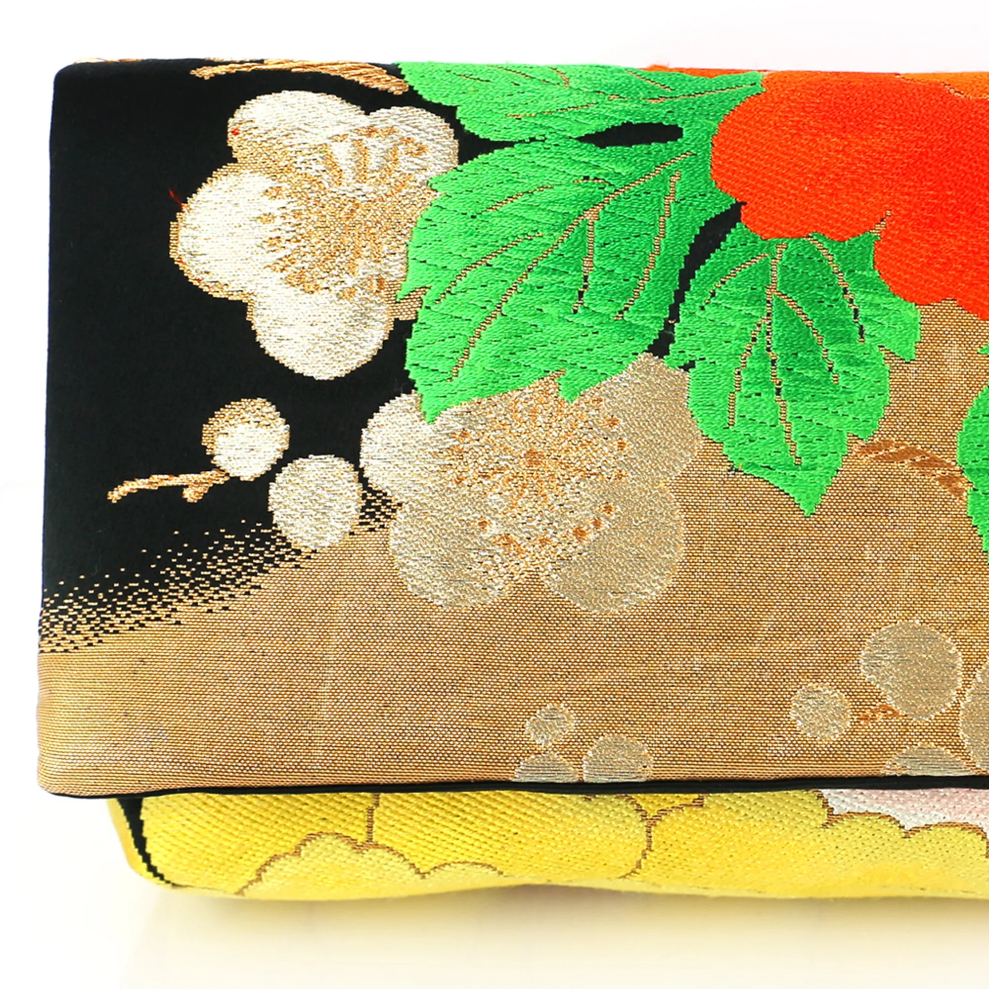 Kimono Envelope Clutch with Peonies and Plum Blossoms | Upcycled Japanese Obi Silk