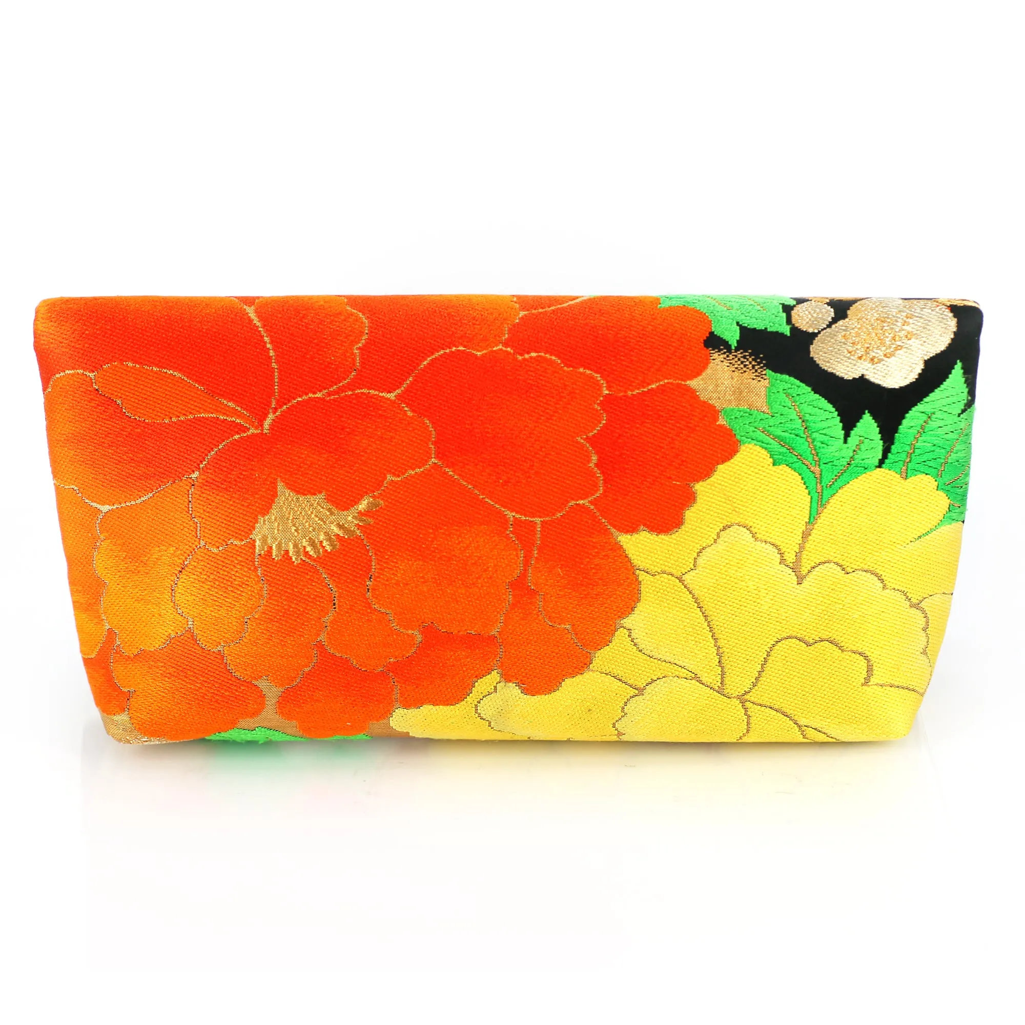 Kimono Envelope Clutch with Peonies and Plum Blossoms | Upcycled Japanese Obi Silk