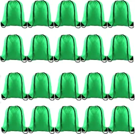 KUUQA 20Pcs Drawstring Backpack Bag Bulk Green Drawstring Bags String Backpack Sport Gym Sack Bags Foldable Storage Bag for Women Men Shopping Gym Travel Sports