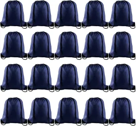 KUUQA 20Pcs Drawstring Backpack Bag Bulk Navy Blue Drawstring Bags String Backpack Sport Gym Sack Bags Foldable Storage Bag for Women Men Shopping Gym Travel Sports