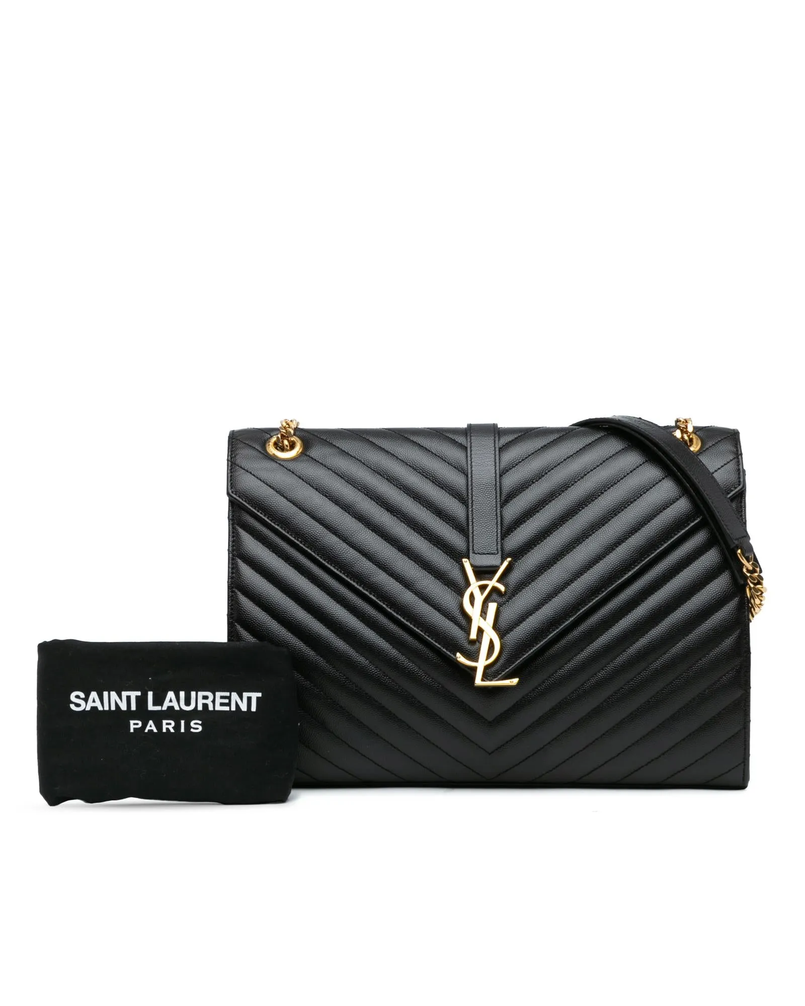 Large Quilted Envelope Bag with Chain Straps