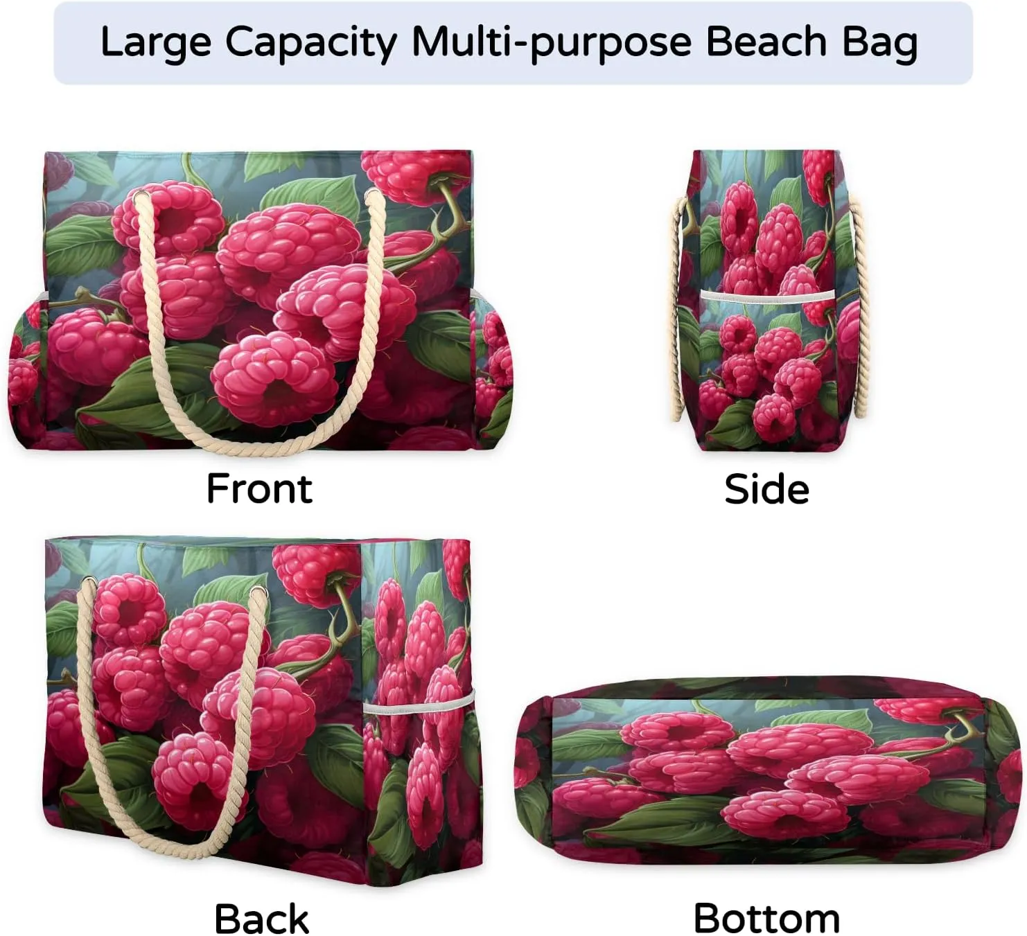 Large Tote Beach Bags for Women with Zipper Waterproof Sandproof Swim Pool Grocery Gym Travel Bag