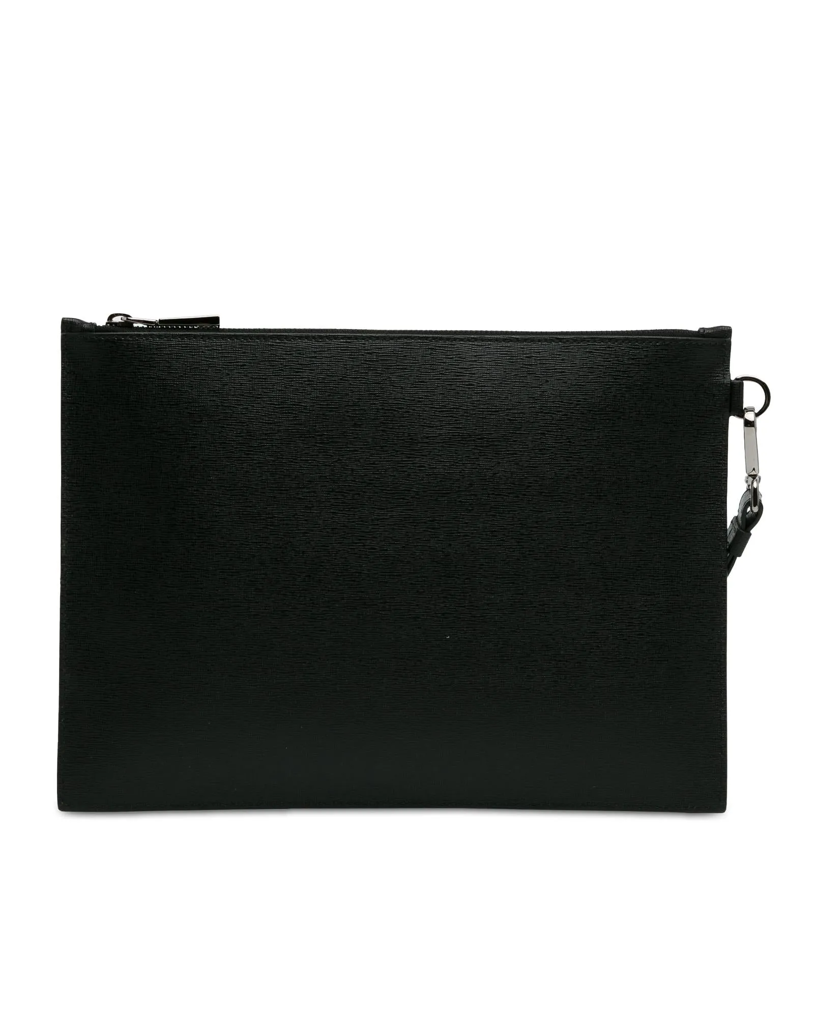 Leather Clutch with Wrist Strap and Top Zip Closure