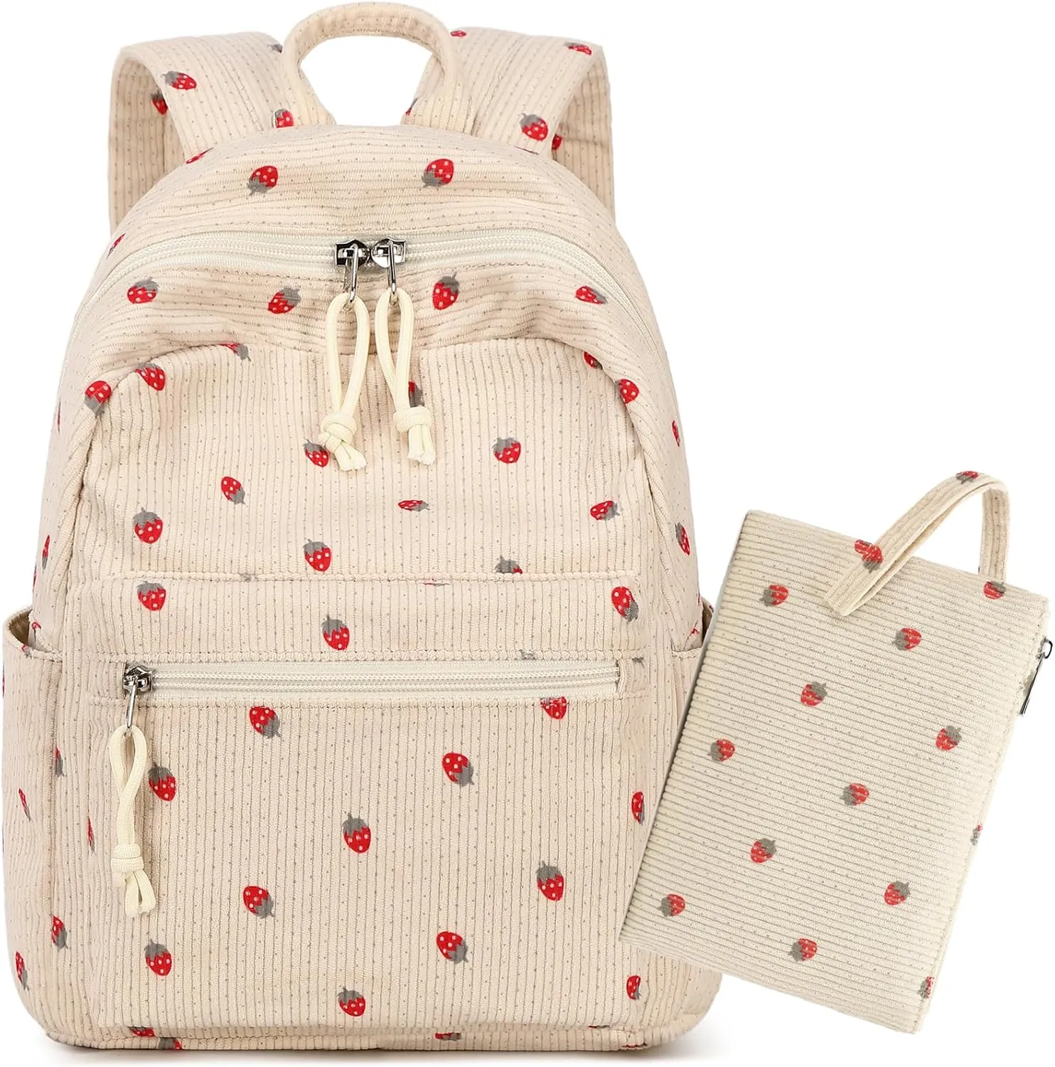 LEDAOU Mini Backpack Set Fashion bookbags with Purse wallet Corduroy backpack wallet set for Women Teens School Travel Bag