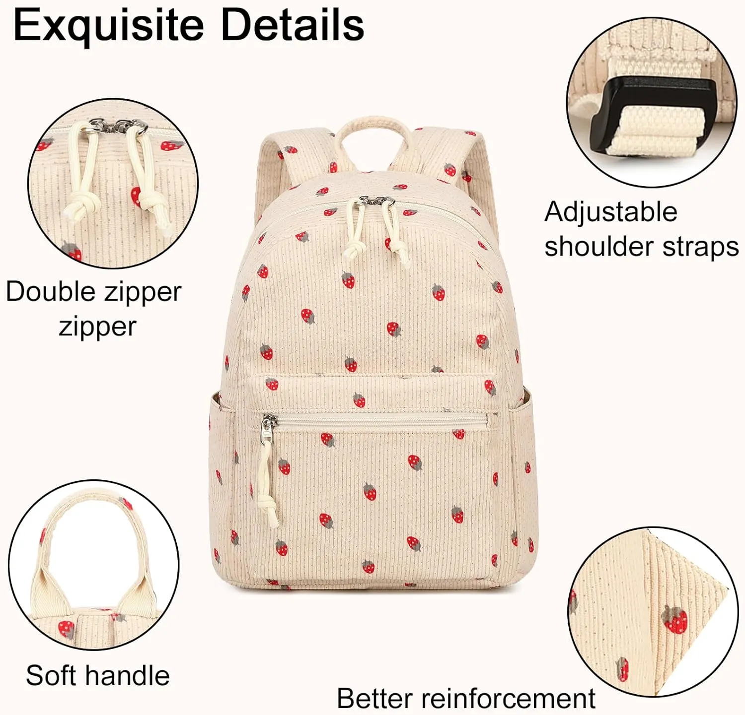 LEDAOU Mini Backpack Set Fashion bookbags with Purse wallet Corduroy backpack wallet set for Women Teens School Travel Bag