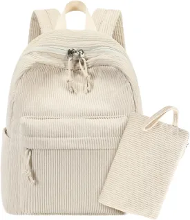 LEDAOU Mini Backpack Women Girls Corduroy Casual Bookbags Cute Small Backpack Purse Fashion Lightweight Daypack School Travel Bag 2PCS