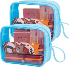 Lermende 2 Pack Pencil Case For Marker Pen Pencil Stationary Bag for Office Colleage Adult Teen Student, Clear Zipper Pencil Pouch Transparent Pen Pouch Travel Toiletry bag Cosmetic For Women Men Gift