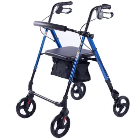 Lightweight Aluminium Rollator Walker w/ Seat, 4 Wheels - Equipmed