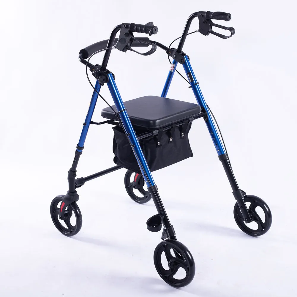 Lightweight Aluminium Rollator Walker w/ Seat, 4 Wheels - Equipmed