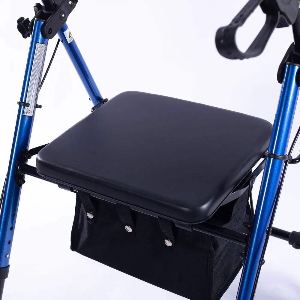 Lightweight Aluminium Rollator Walker w/ Seat, 4 Wheels - Equipmed