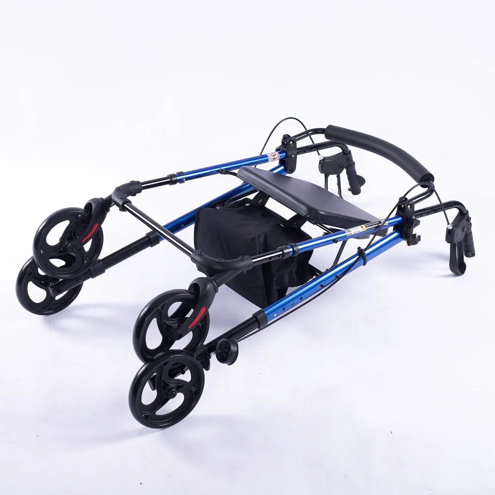Lightweight Aluminium Rollator Walker w/ Seat, 4 Wheels - Equipmed