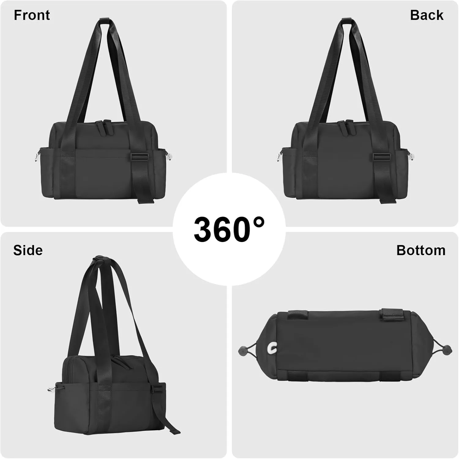 Medium Gym Bag For Women, Mini Gym Bag, Gym Tote Bag, Waterproof Travel Duffel Bag With Wet Compartment, Cute Sports Bag Suitable For Traveling On Weekends (Black)