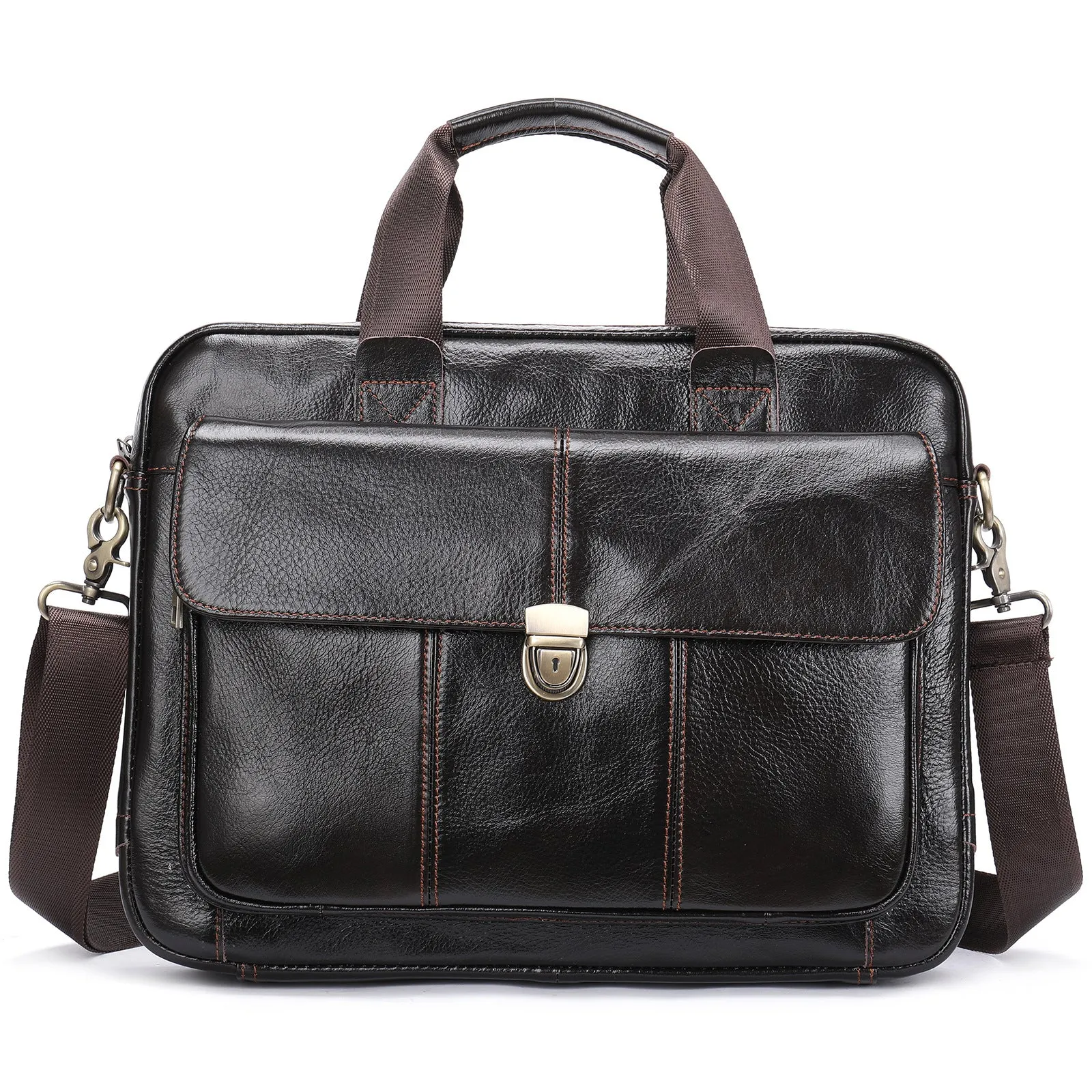 Men's Leather Briefcase Shoulder Bag Computer Bag Messenger Bag Leather Business Bag3975