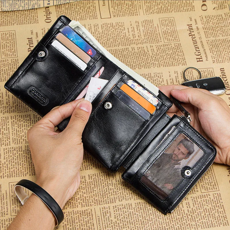 Men's Leather Wallet Purse Card Package Hand Bag Clutch Bag Storage Bag For Gift