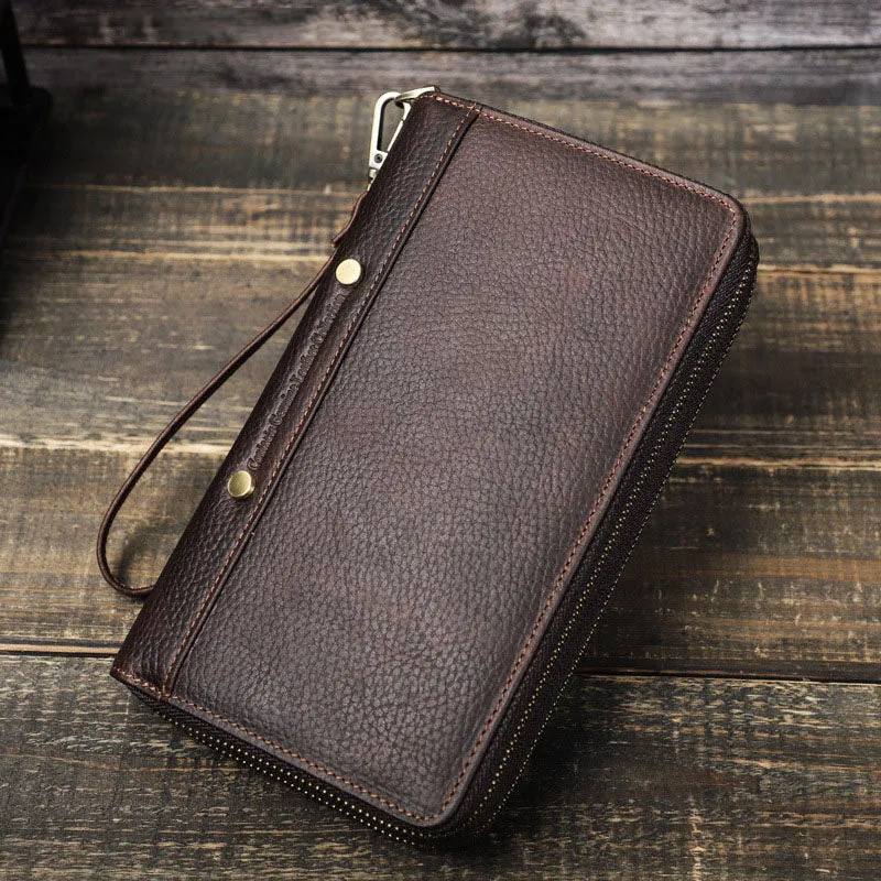 Men's Leather Wallet Purse Hand Bag Clutch Bag Card Package Storage Bag For Gift