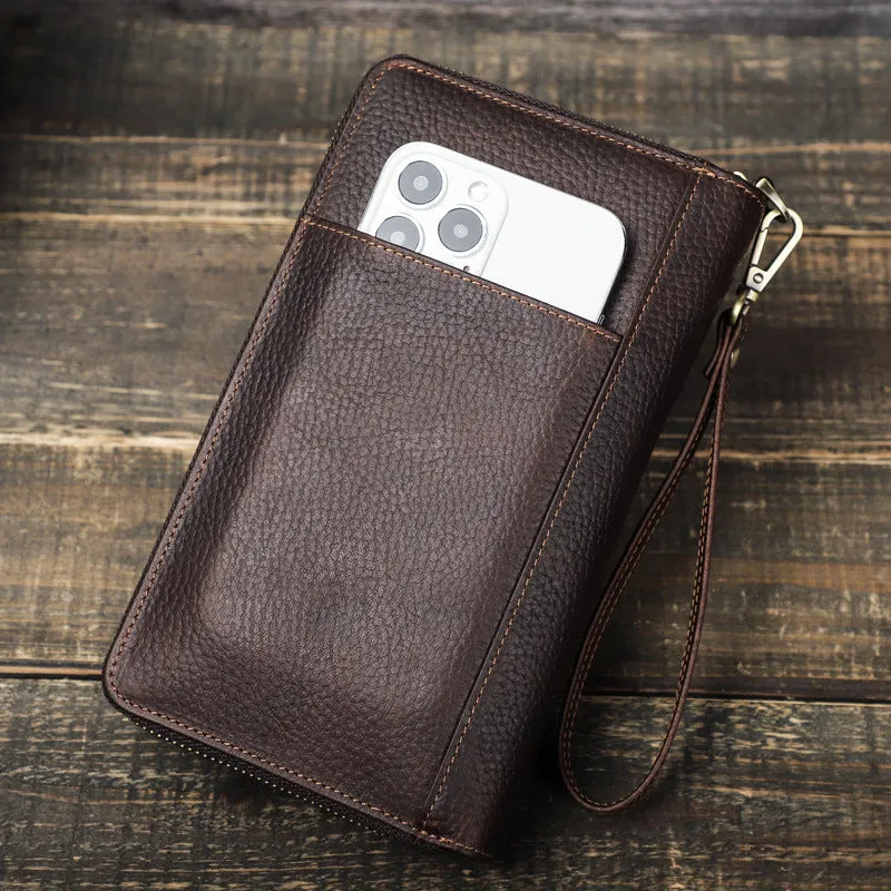 Men's Leather Wallet Purse Hand Bag Clutch Bag Card Package Storage Bag For Gift