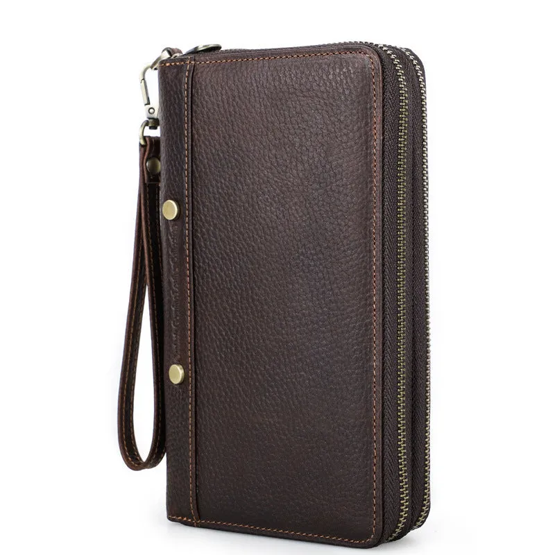 Men's Leather Wallet Purse Hand Bag Clutch Bag Card Package Storage Bag For Gift