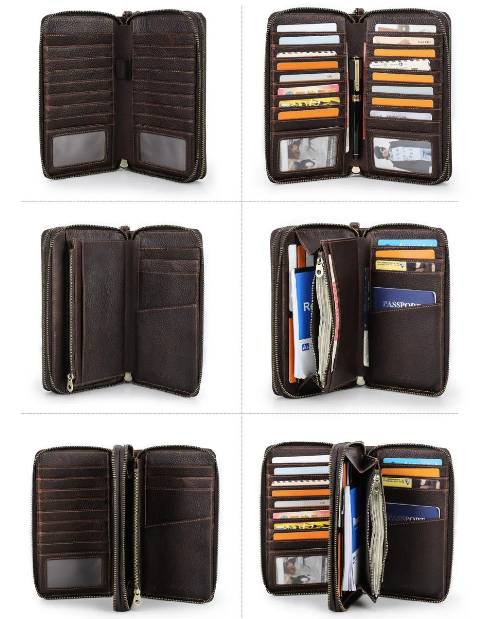 Men's Leather Wallet Purse Hand Bag Clutch Bag Card Package Storage Bag For Gift